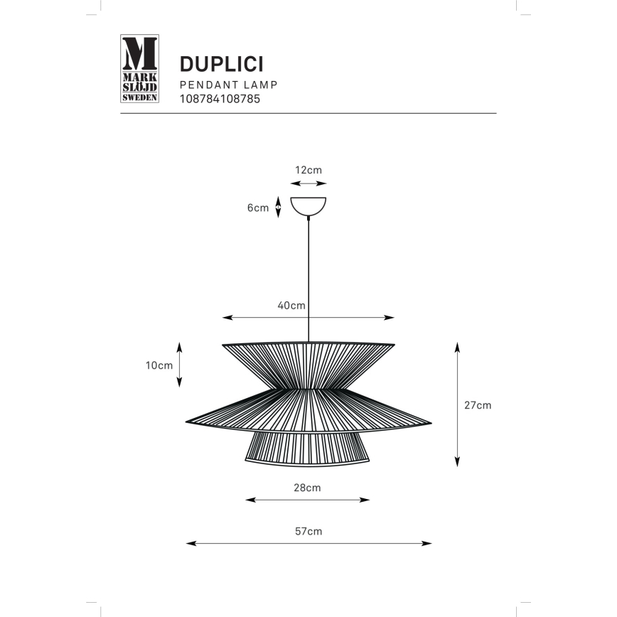 Markslöjd 108784 - Подвесная люстра DUPLICI 1xE27/40W/230V черный/бамбук