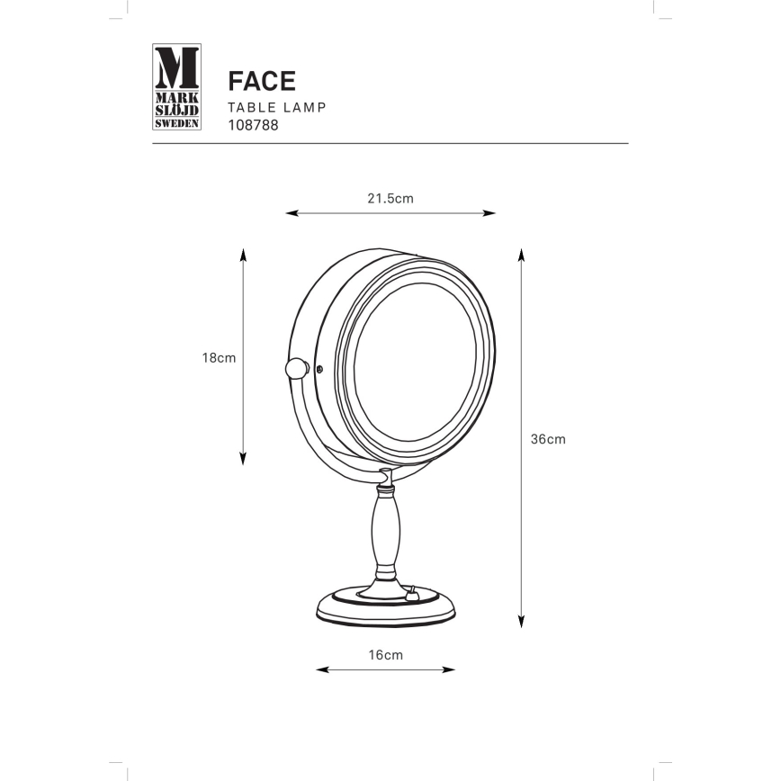Markslöjd 108788 - Косметическое зеркало FACE 1xE14/25W/230V