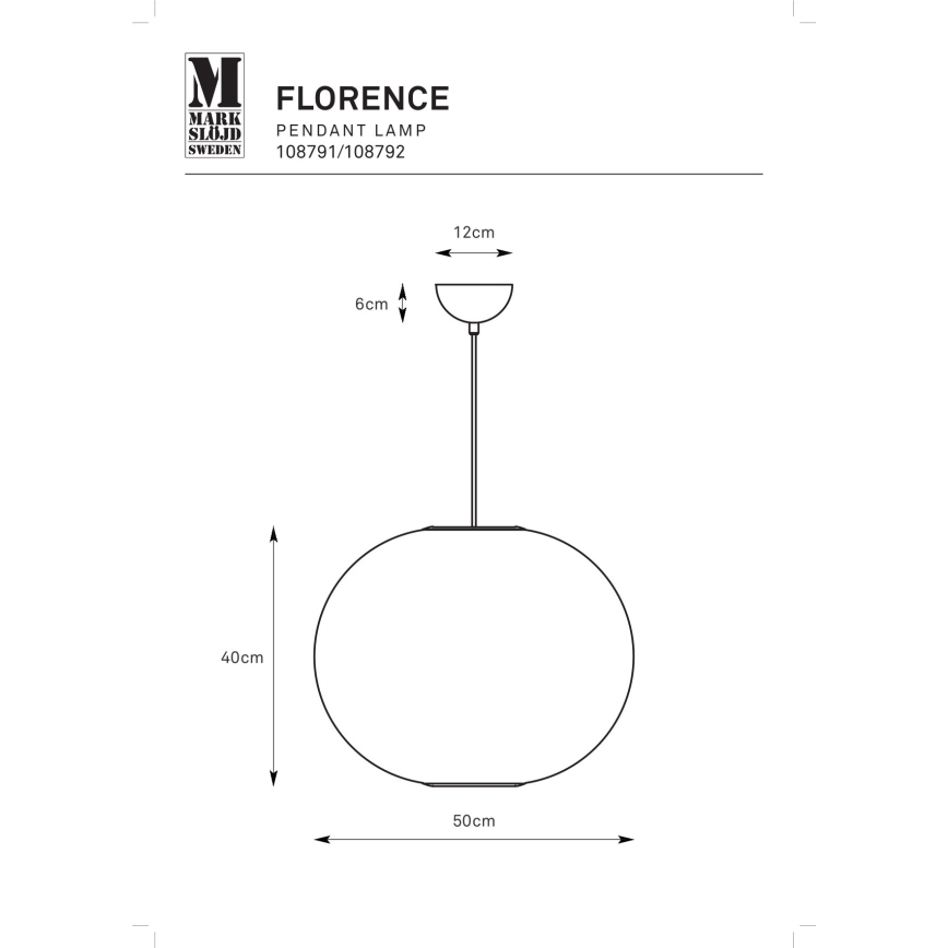 Markslöjd 108792 - Підвісна люстра FORENCE 1xE27/40W/230V діаметр 50 см білий
