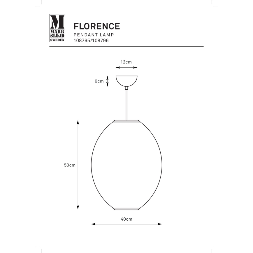 Markslöjd 108795 - Подвесная люстра FLORENCE 1xE27/40W/230V черный