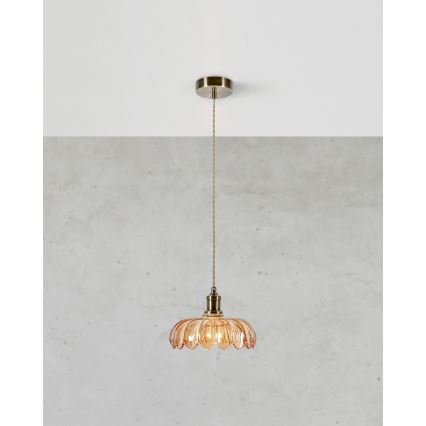 Markslöjd 108858 - Підвісна люстра KURAGE 1xE27/40W/230V латунь/димчастий бежевий