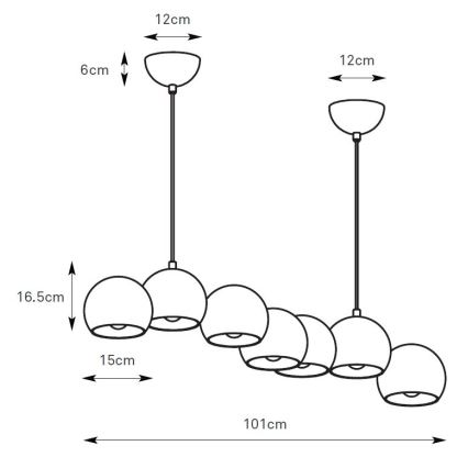 Markslöjd 108860 - Підвісна люстра CUPOLO 7xE14/40W/230V чорний
