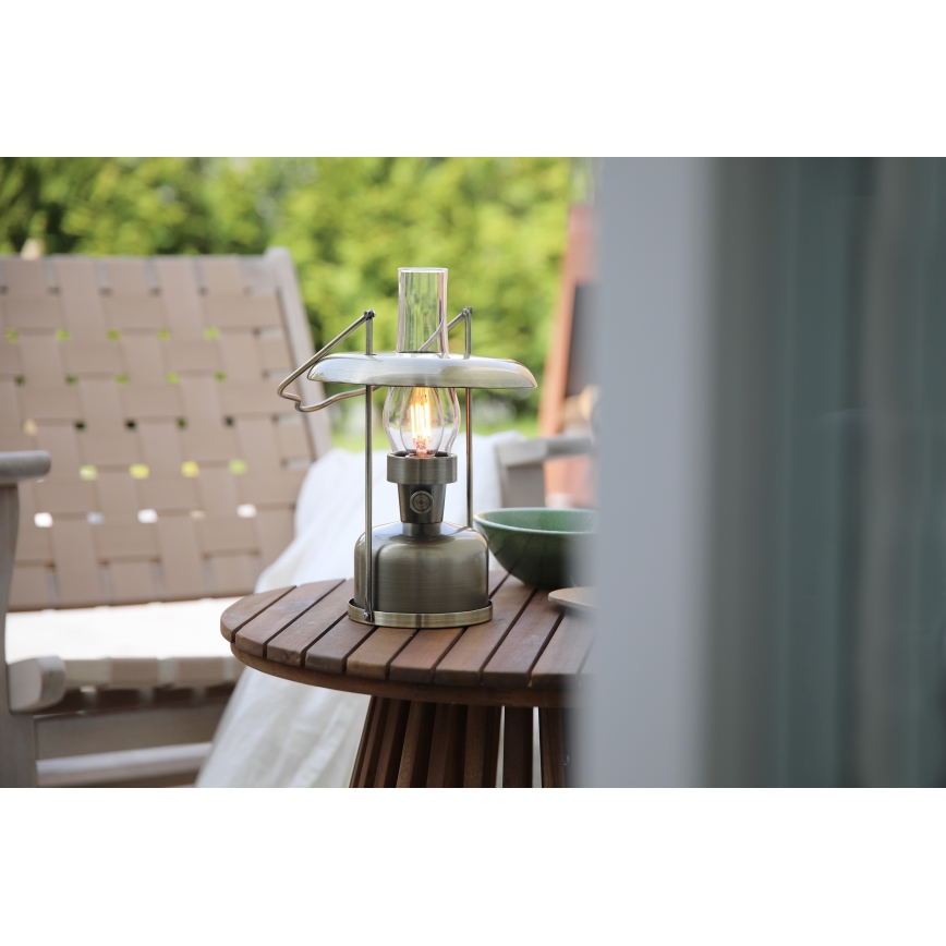 Markslöjd 108894 - LED зовнішня акумуляторна настільна лампа FANOS з регулюванням яскравості LED/2,5W/3,7V 4000 mAh IP44 латунь