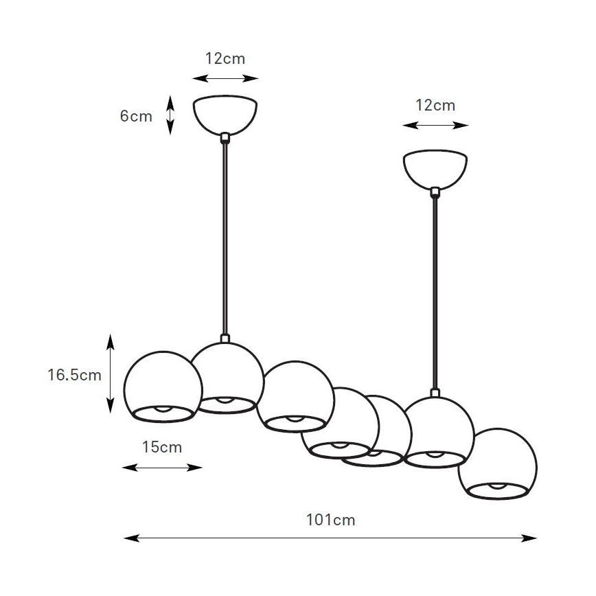 Markslöjd 108914 - Люстра на тросе CUPOLO 7xE14/40W/230V серая