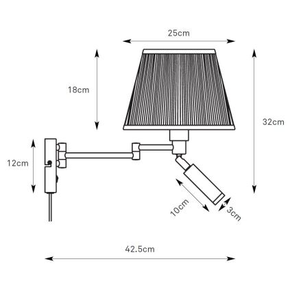 Markslöjd 109016 - LED настенный светильник PIVOT 1xE27/40W/230V + LED/4W кремовый/чёрный