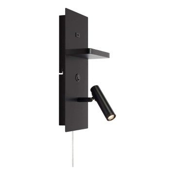 Markslöjd 109018 - LED настінний точковий світильник з поличкою та USB-портом CARICA LED/4W/230V чорний