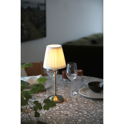 Markslöjd 109126 - LED диммируемая аккумуляторная сенсорная настольная лампа ANNO 1xE14/2W/2000 mAh белый/латунь
