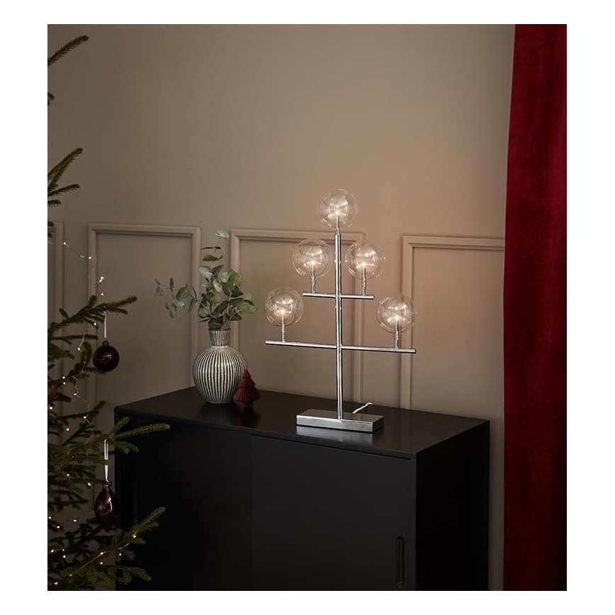 Markslöjd 704820 - Рождественский подсвечник MAESTRO 5xE5/0,8W/230/12V блестящий хром