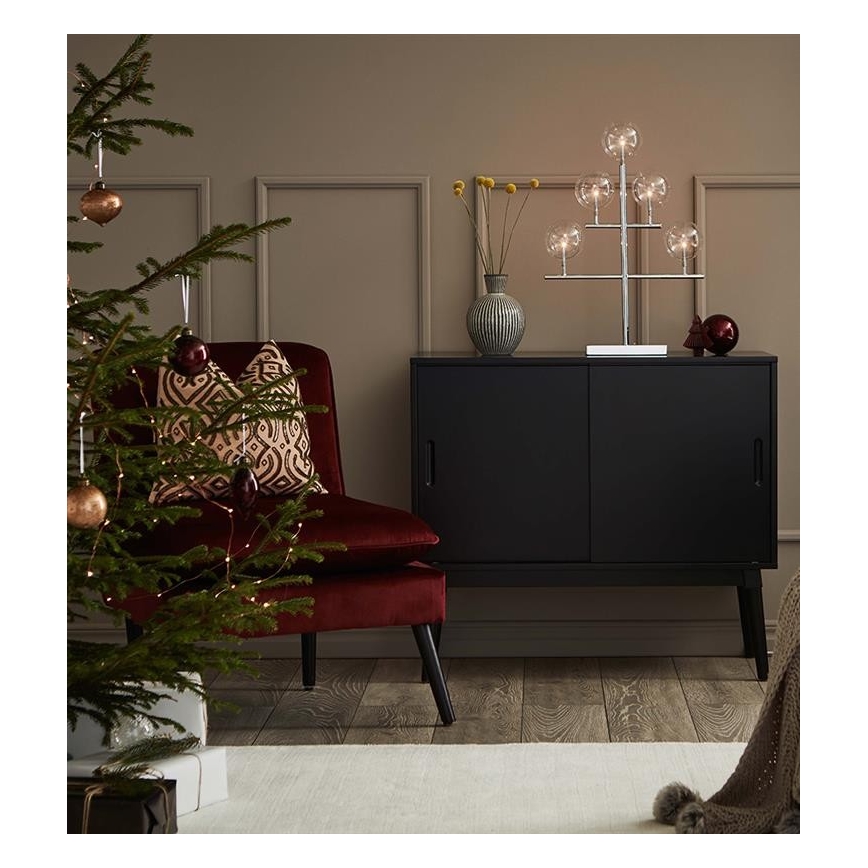 Markslöjd 704820 - Рождественский подсвечник MAESTRO 5xE5/0,8W/230/12V блестящий хром