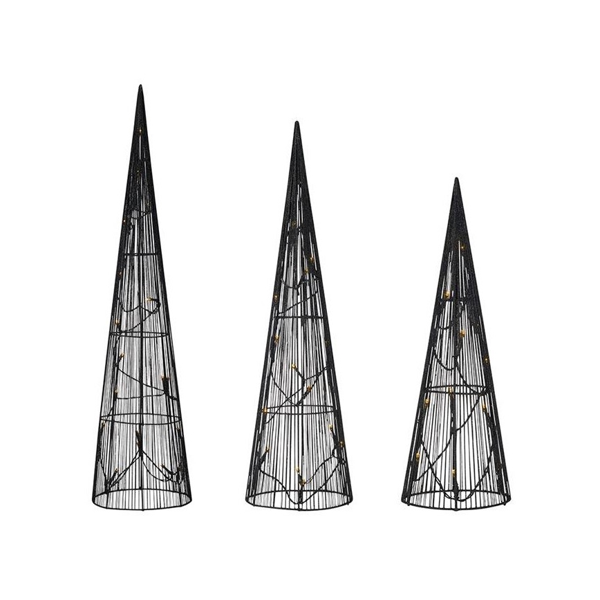 Markslöjd 705748 - НАБОР 3x Светодиодное рождественское украшение DUNGE LED/2,7W/4,5V черный