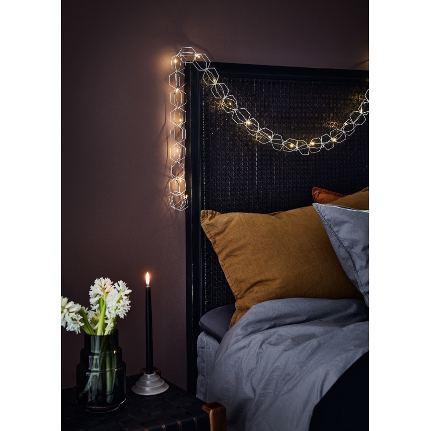 Markslöjd 705753 - LED Декоративна гірлянда SERVE LED/3xAA 1,9 м срібний