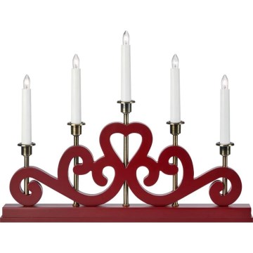 Markslöjd 706211 - Різдвяний свічник ENEBY 5xE10/3W/230V червоний/латунний