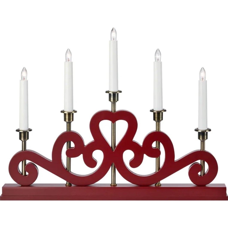 Markslöjd 706211 - Різдвяний свічник ENEBY 5xE10/3W/230V червоний/латунний