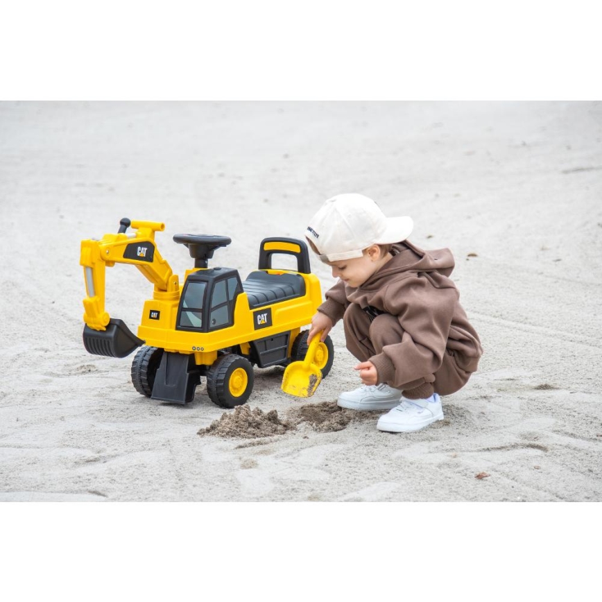 Машинка для катания экскаватор CAT 2xAA желтый/черный