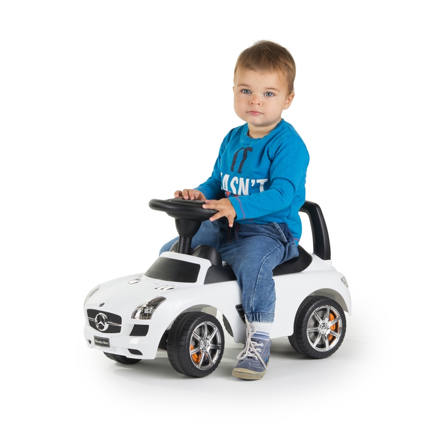 Машинка для катания Mercedes 2xAA белый/черный