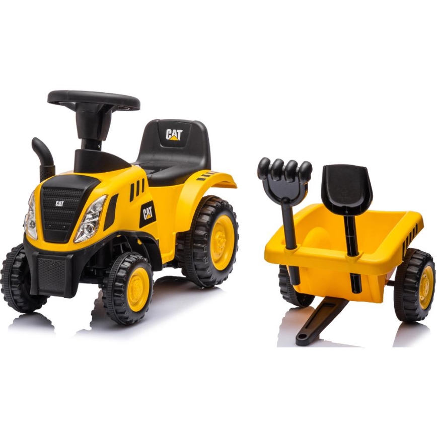 Машинка для катания трактор CAT 2xAA желтый/черный