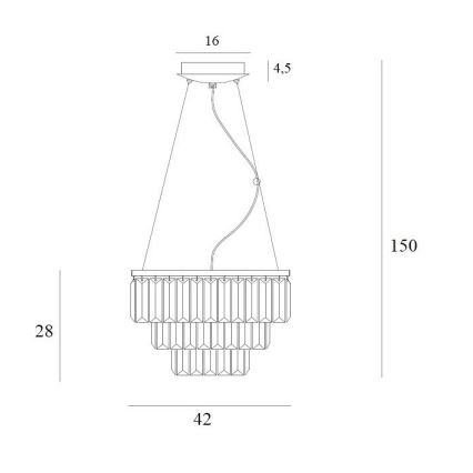MAXLIGHT P0423 - Підвісна люстра MONACO 9xG9/40W/230V діаметр 42 см золотий