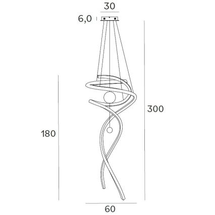MAXLIGHT P0427D - Світлодіодна підвісна люстра з регулюванням яскравості RITZ LED/100W/230V діаметр 60 см CRI 90 золотий