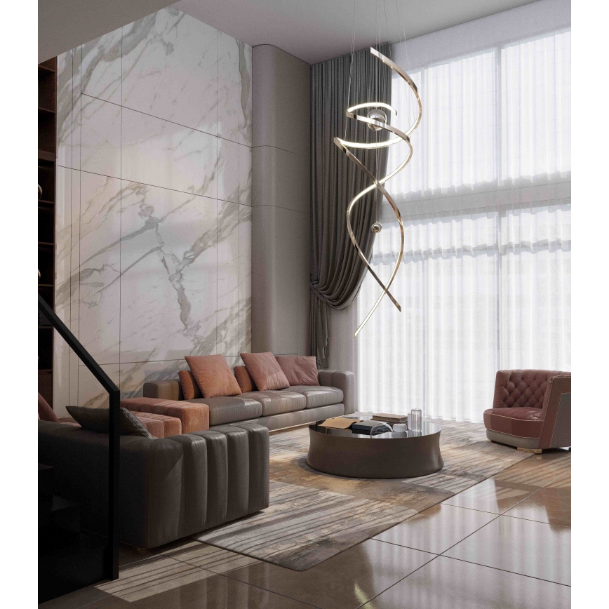 MAXLIGHT P0482D - Світлодіодна підвісна люстра з регулюванням яскравості RITZ LED/100W/230V діаметр 60 см CRI 90 глянцевий хром