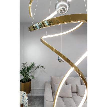 MAXLIGHT P0483D - Світлодіодна підвісна люстра з регулюванням яскравості RITZ LED/100W/230V діаметр 60 см CRI 90 латунь