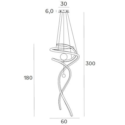 MAXLIGHT P0483D - Світлодіодна підвісна люстра з регулюванням яскравості RITZ LED/100W/230V діаметр 60 см CRI 90 латунь