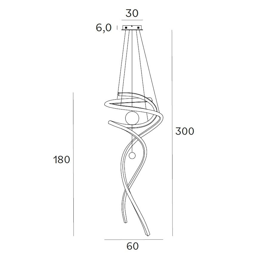 MAXLIGHT P0500D - Світлодіодна підвісна люстра з регулюванням яскравості RITZ LED/100W/230V діаметр 60 см CRI 90 чорний