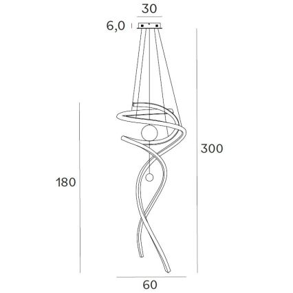 MAXLIGHT P0500D - Світлодіодна підвісна люстра з регулюванням яскравості RITZ LED/100W/230V діаметр 60 см CRI 90 чорний