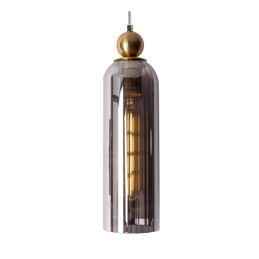 MAXLIGHT P0511 - Підвісна люстра CAMPANILA 1xE27/40W/230V діаметр 10 см латунь/сірий