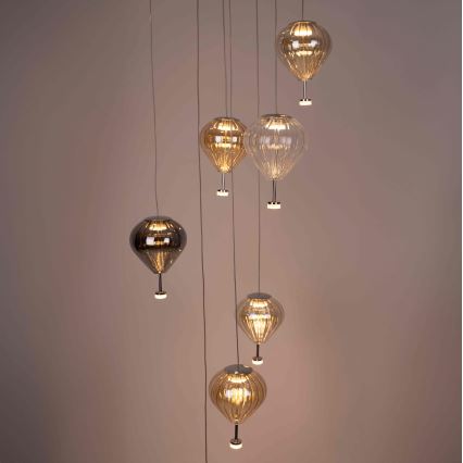 MAXLIGHT P0526D - Світлодіодна підвісна люстра з регулюванням яскравості PALLONCINI 11xLED/6W/230V діаметр 45 см прозорий/бежевий/димчастий