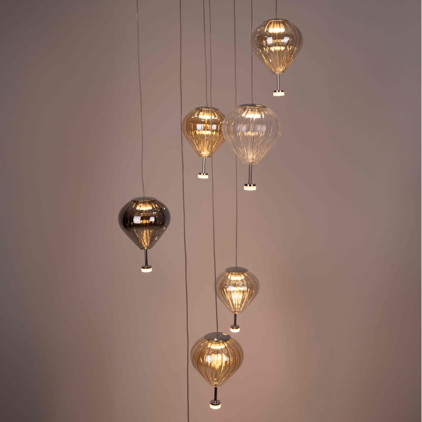 MAXLIGHT P0526D - Світлодіодна підвісна люстра з регулюванням яскравості PALLONCINI 11xLED/6W/230V діаметр 45 см прозорий/бежевий/димчастий