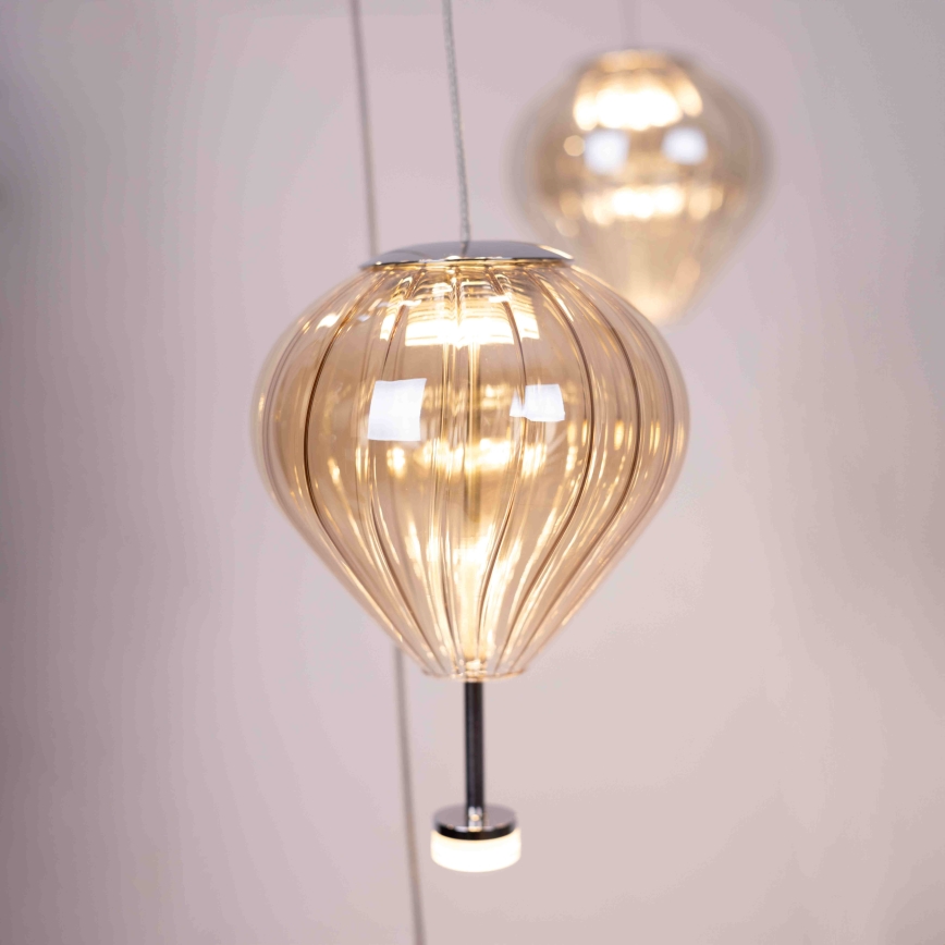 MAXLIGHT P0526D - Світлодіодна підвісна люстра з регулюванням яскравості PALLONCINI 11xLED/6W/230V діаметр 45 см прозорий/бежевий/димчастий