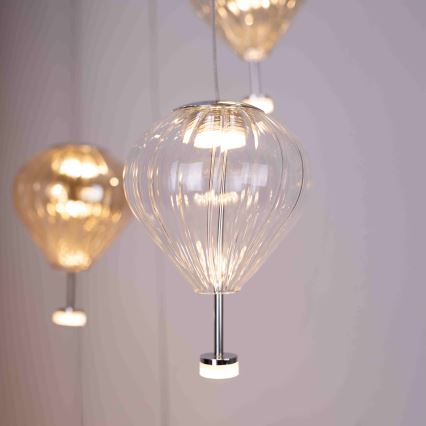 MAXLIGHT P0526D - Світлодіодна підвісна люстра з регулюванням яскравості PALLONCINI 11xLED/6W/230V діаметр 45 см прозорий/бежевий/димчастий