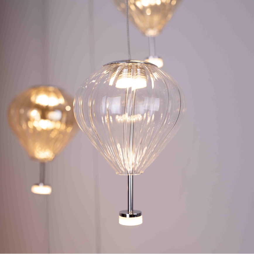 MAXLIGHT P0526D - Світлодіодна підвісна люстра з регулюванням яскравості PALLONCINI 11xLED/6W/230V діаметр 45 см прозорий/бежевий/димчастий