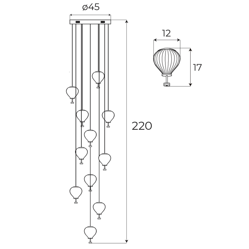 MAXLIGHT P0526D - Світлодіодна підвісна люстра з регулюванням яскравості PALLONCINI 11xLED/6W/230V діаметр 45 см прозорий/бежевий/димчастий