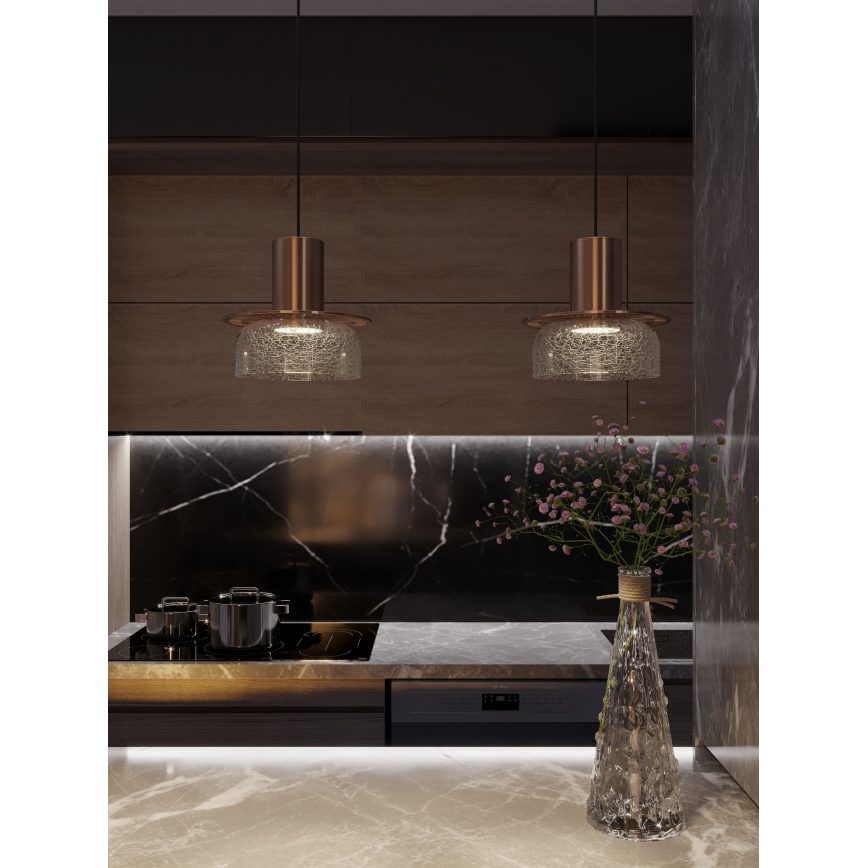 MAXLIGHT P0530 - Светодиодная подвесная люстра SIGNATURE LED/8W/230V диаметр 15 см латунь/прозрачный