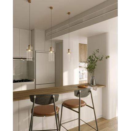 MAXLIGHT P0531 - Светодиодная подвесная люстра SIGNATURE LED/8W/230V диаметр 15 см латунь/прозрачный