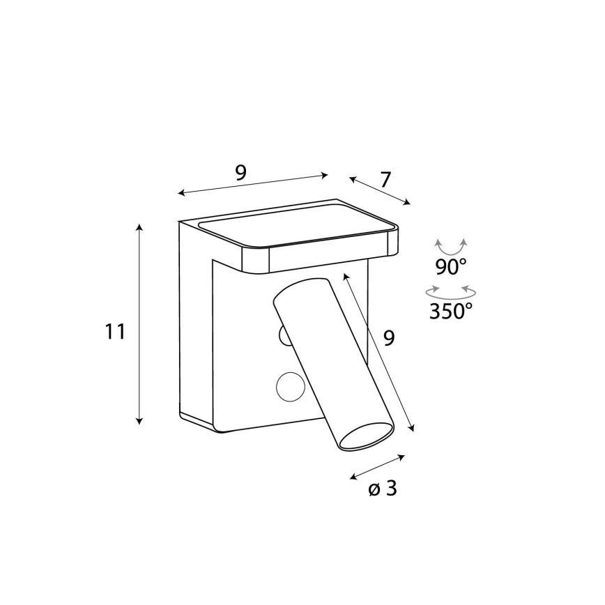 MAXLIGHT W0374 - Светодиодный настенный точечный светильник с беспроводной зарядкой LOFER LED/7W/230V черный