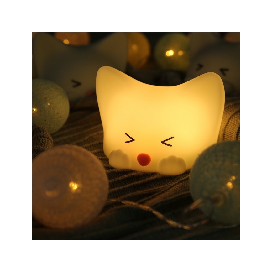 MegaLight - LED RGB Акумуляторна дитяча сенсорна лампа з регулюванням яскравості CATTY CAT LED/5V