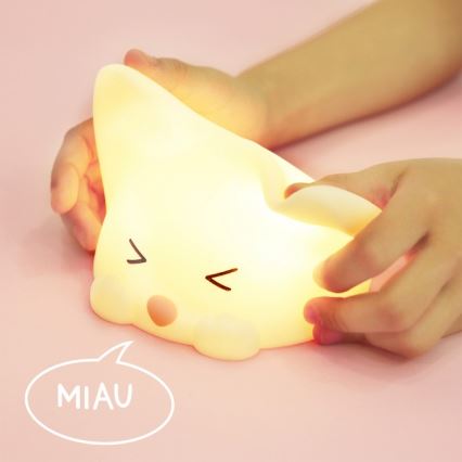 MegaLight - LED RGB Акумуляторна дитяча сенсорна лампа з регулюванням яскравості CATTY CAT LED/5V