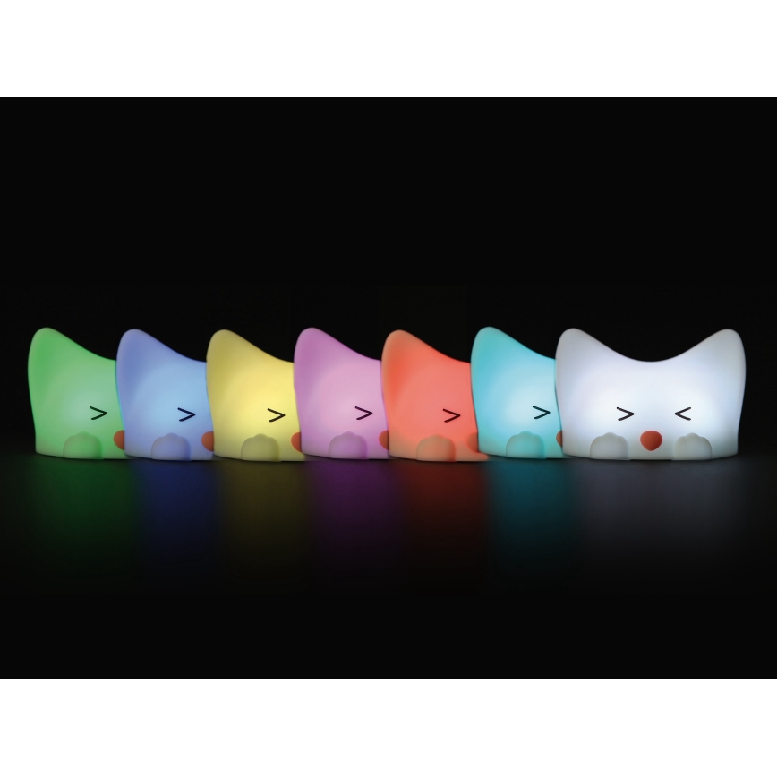 MegaLight - LED RGB Акумуляторна дитяча сенсорна лампа з регулюванням яскравості CATTY CAT LED/5V