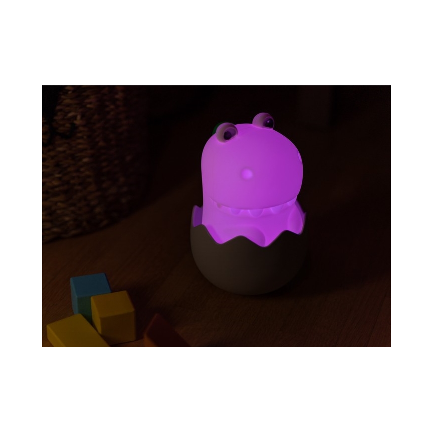 MegaLight - LED RGB Акумуляторна дитяча сенсорна лампа з регулюванням яскравості DIGGY DINO LED/5V