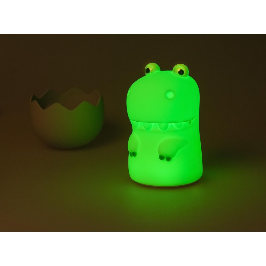 MegaLight - LED RGB Акумуляторна дитяча сенсорна лампа з регулюванням яскравості DIGGY DINO LED/5V