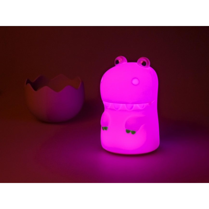 MegaLight - LED RGB Акумуляторна дитяча сенсорна лампа з регулюванням яскравості DIGGY DINO LED/5V