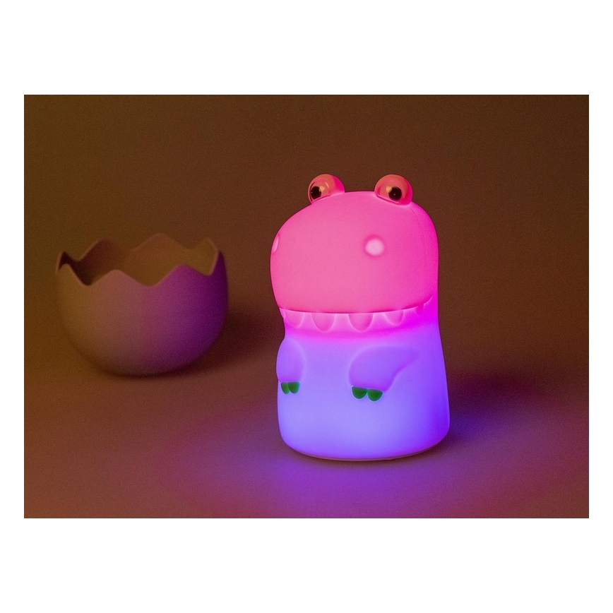 MegaLight - LED RGB Акумуляторна дитяча сенсорна лампа з регулюванням яскравості DIGGY DINO LED/5V