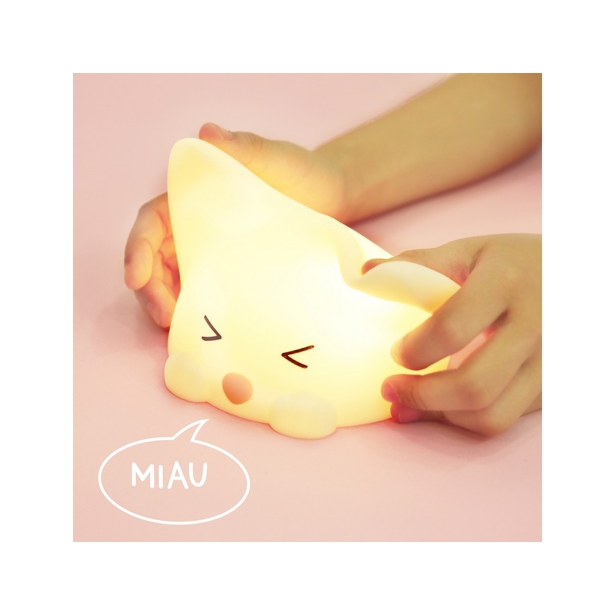 MegaLight - LED RGB Акумуляторна дитяча сенсорна лампа з регулюванням яскравості CATTY CAT LED/5V