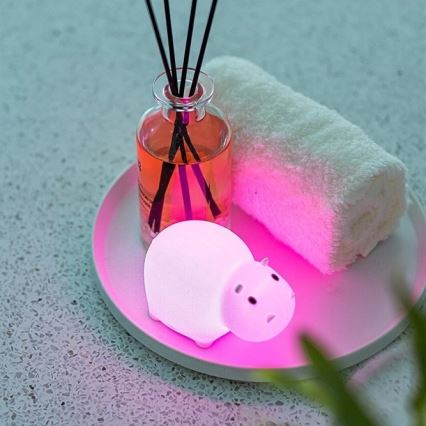 MegaLight - Светодиодная аккумуляторная детская сенсорная RGB-лампа для ванны SWIMMY HIPPO LED/5V IP67