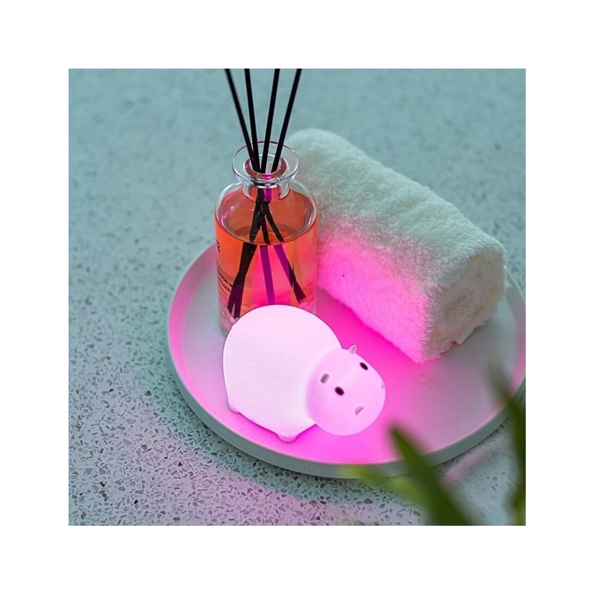 MegaLight - Светодиодная аккумуляторная детская сенсорная RGB-лампа для ванны SWIMMY HIPPO LED/5V IP67