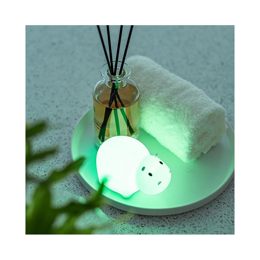 MegaLight - Светодиодная аккумуляторная детская сенсорная RGB-лампа для ванны SWIMMY HIPPO LED/5V IP67