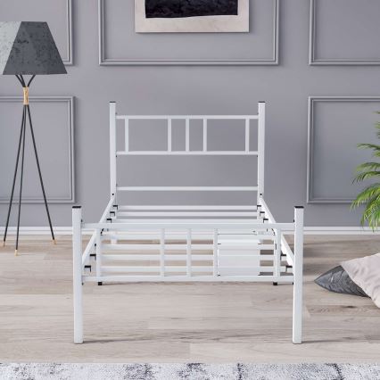 Металеве одномісне ліжко PIRON 90x200 см біле вантажопідйомність 120 кг