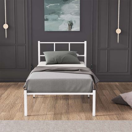 Металеве односпальне ліжко ROVAN 90x200 см, біле, максимальне навантаження 120 кг